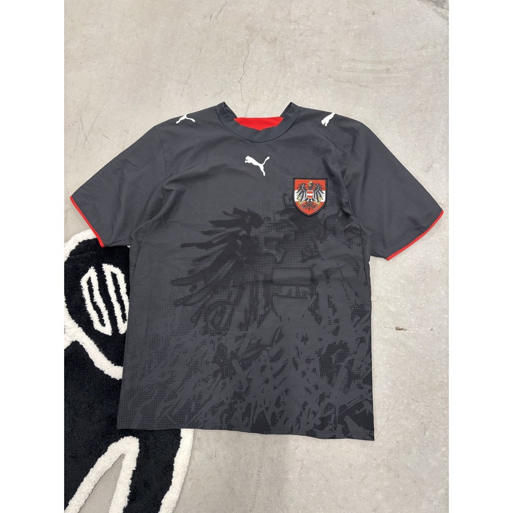 Puma Austria National Team Soccer Jersey Grey Red Mens Art 732046